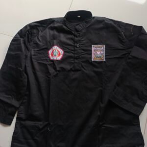 sakral/seragam psht baju celana pencak silat psht kancing plus sabuk hitam seri fazza light (mengkilat)