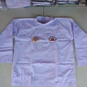 sakral/seragam psht baju celana pencak silat psht kancing plus sabuk hitam seri fazza light (mengkilat) (salin)